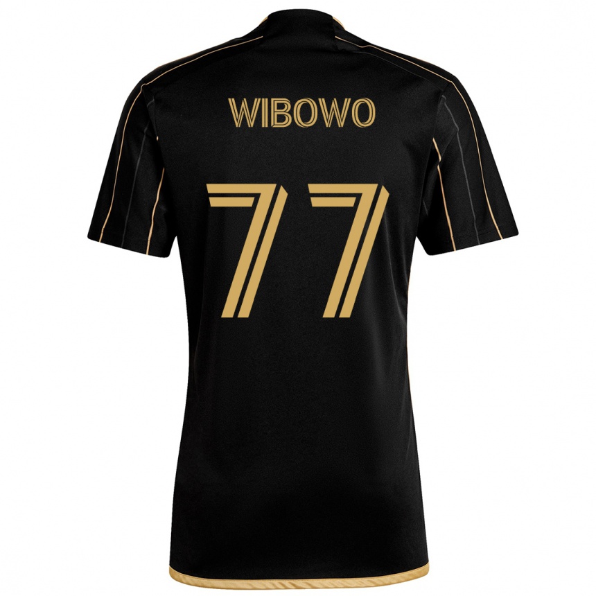 Kinder Fußball Adrian Wibowo #77 Schwarzes Gold Heimtrikot Trikot 2024/25 T-Shirt Luxemburg