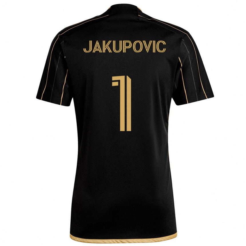 Kinder Fußball Eldin Jakupović #1 Schwarzes Gold Heimtrikot Trikot 2024/25 T-Shirt Luxemburg