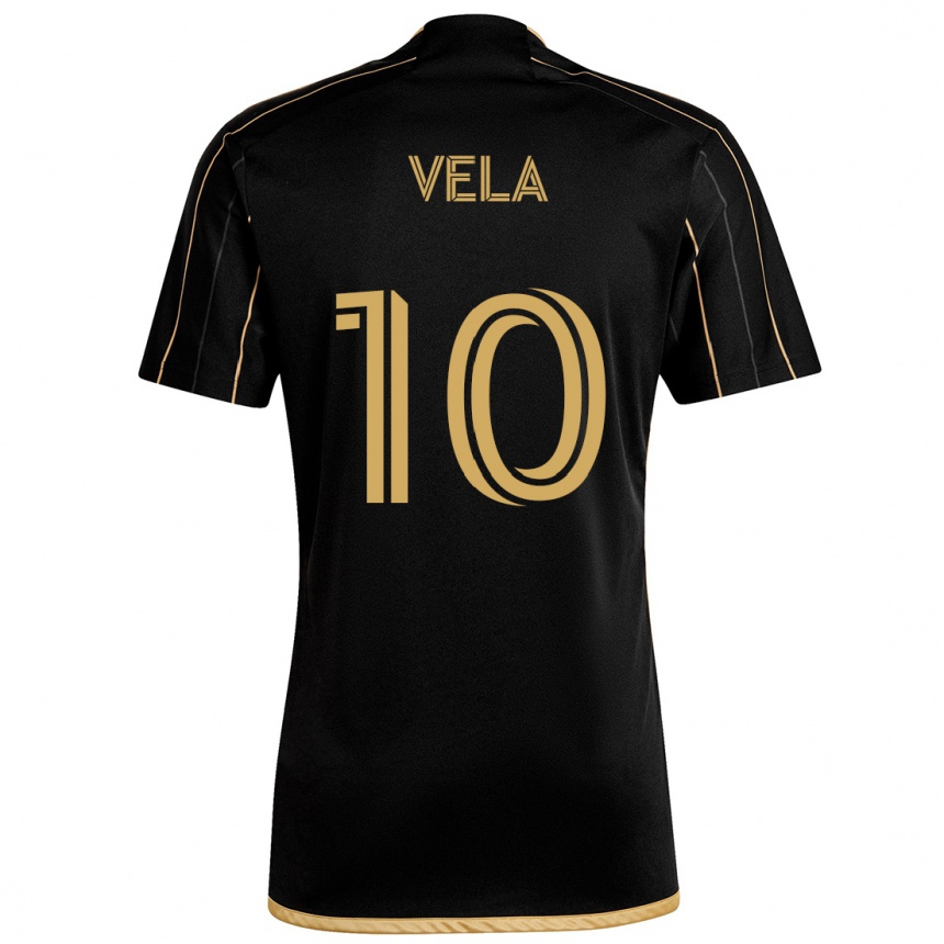 Kinder Fußball Carlos Vela #10 Schwarzes Gold Heimtrikot Trikot 2024/25 T-Shirt Luxemburg