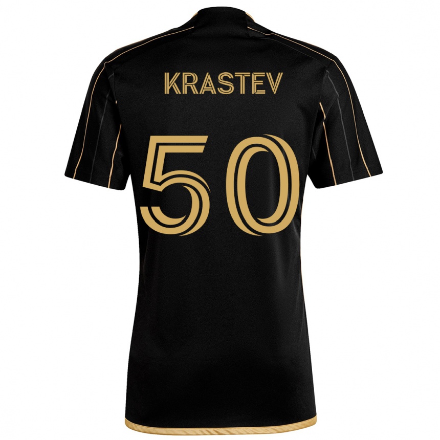 Kinder Fußball Filip Krastev #50 Schwarzes Gold Heimtrikot Trikot 2024/25 T-Shirt Luxemburg