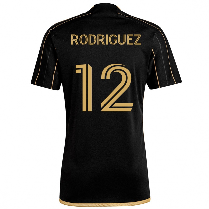 Kinder Fußball Jeremi Rodríguez #12 Schwarzes Gold Heimtrikot Trikot 2024/25 T-Shirt Luxemburg