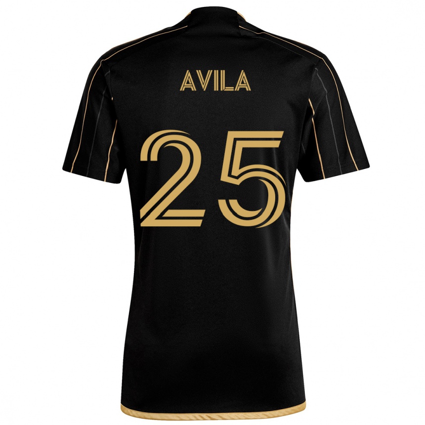 Kinder Fußball Armando Avila #25 Schwarzes Gold Heimtrikot Trikot 2024/25 T-Shirt Luxemburg