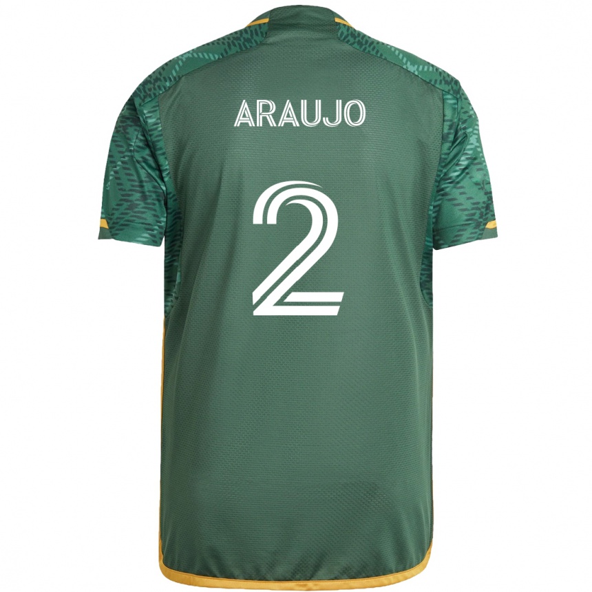 Kinder Fußball Miguel Araujo #2 Grün Orange Heimtrikot Trikot 2024/25 T-Shirt Luxemburg