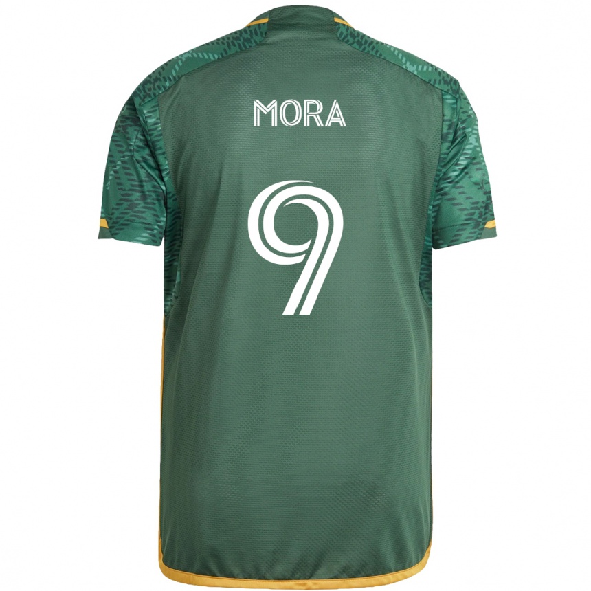 Kinder Fußball Felipe Mora #9 Grün Orange Heimtrikot Trikot 2024/25 T-Shirt Luxemburg