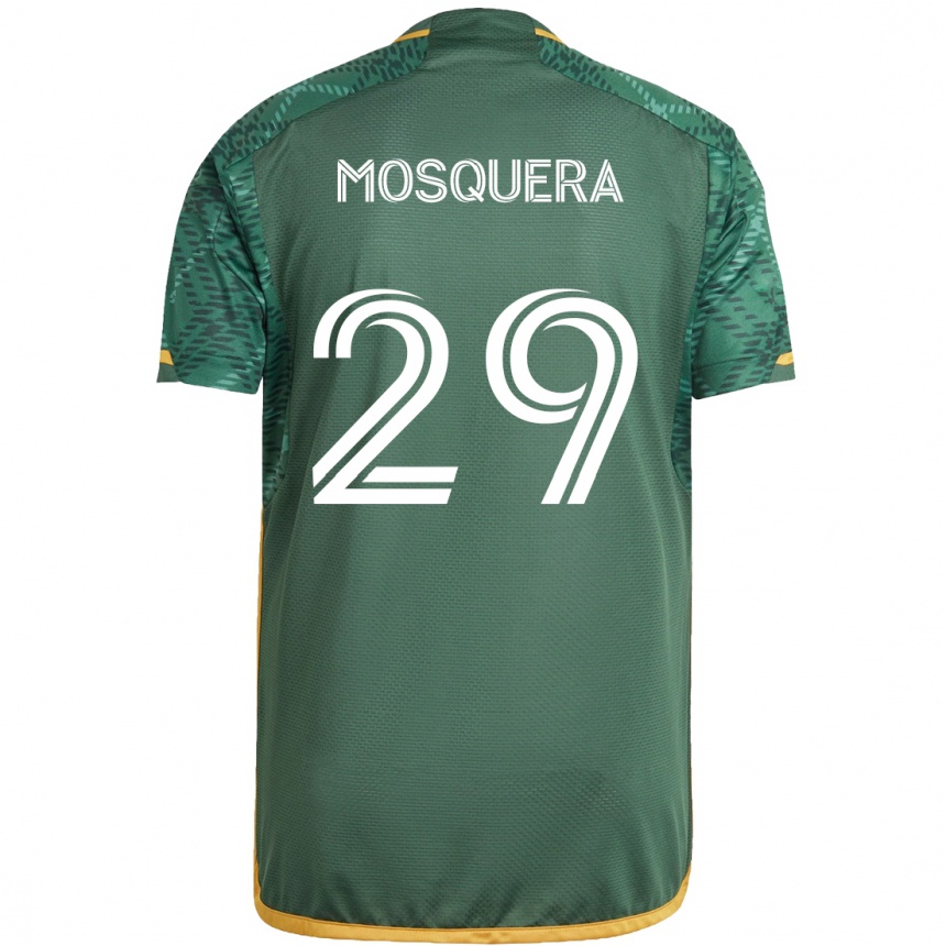 Kinder Fußball Juan David Mosquera #29 Grün Orange Heimtrikot Trikot 2024/25 T-Shirt Luxemburg