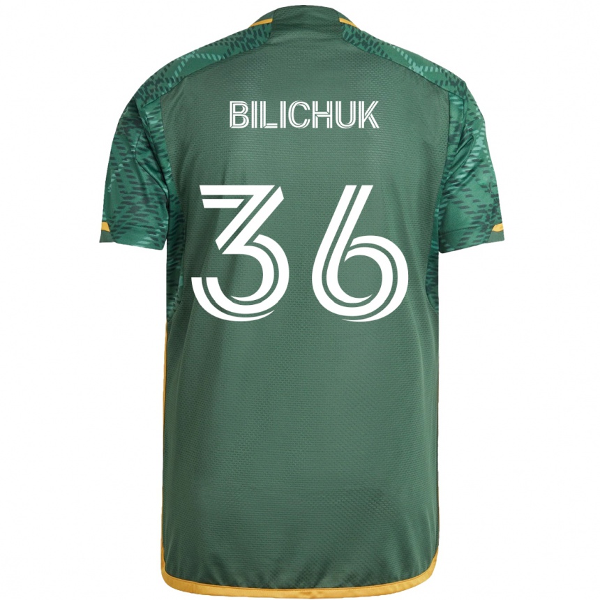 Kinder Fußball Ryan Bilichuk #36 Grün Orange Heimtrikot Trikot 2024/25 T-Shirt Luxemburg