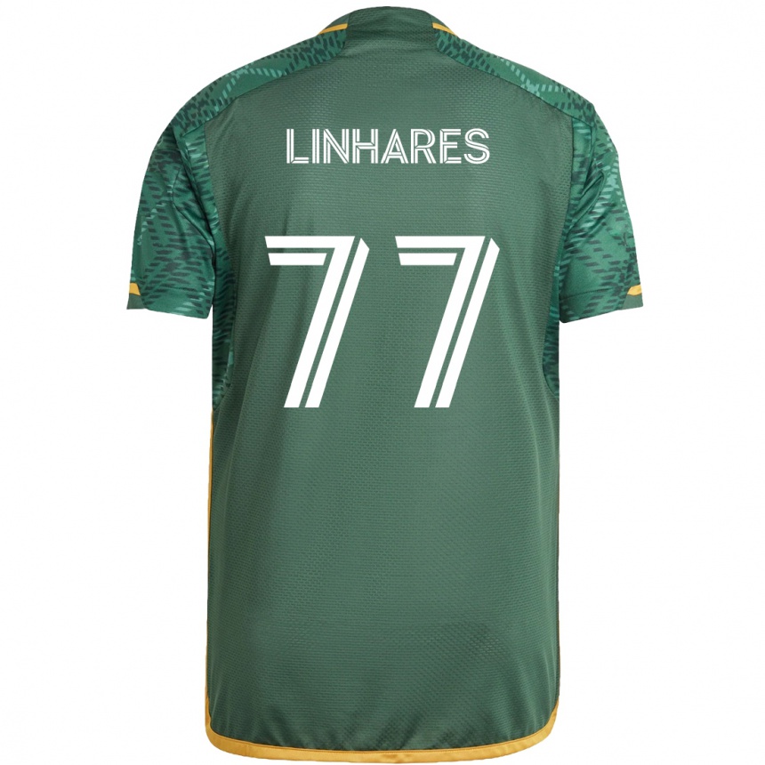 Kinder Fußball Kyle Linhares #77 Grün Orange Heimtrikot Trikot 2024/25 T-Shirt Luxemburg