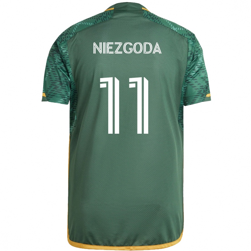 Kinder Fußball Jaroslaw Niezgoda #11 Grün Orange Heimtrikot Trikot 2024/25 T-Shirt Luxemburg