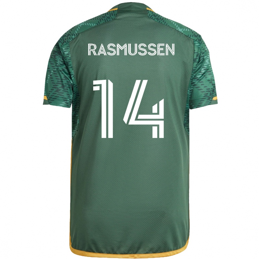 Kinder Fußball Justin Rasmussen #14 Grün Orange Heimtrikot Trikot 2024/25 T-Shirt Luxemburg