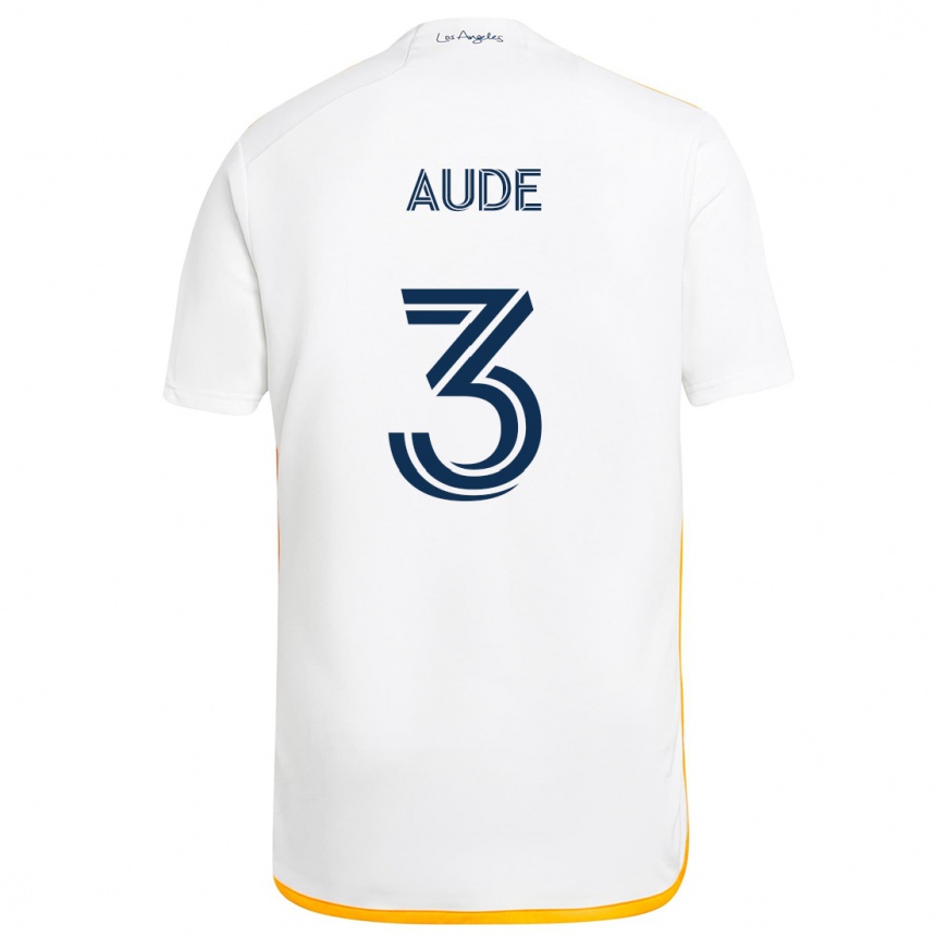 Kinder Fußball Julián Aude #3 Weiß Gelb Heimtrikot Trikot 2024/25 T-Shirt Luxemburg