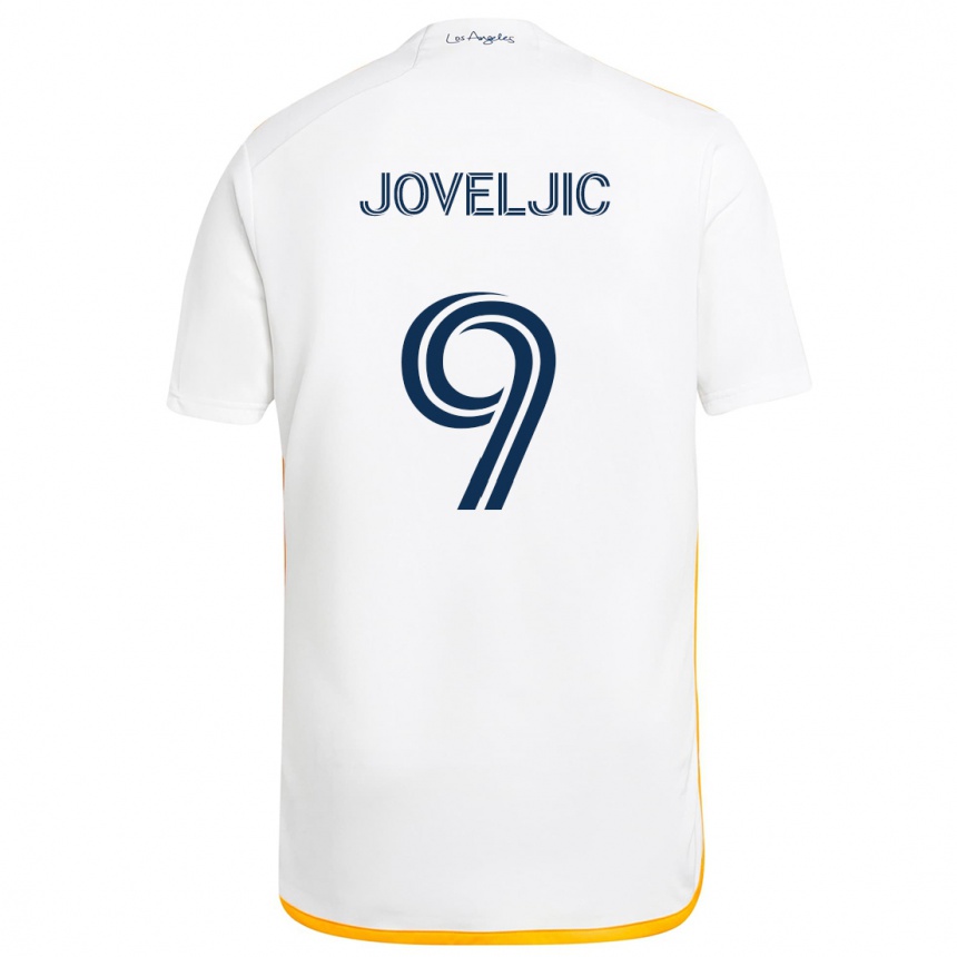 Kinder Fußball Dejan Joveljic #9 Weiß Gelb Heimtrikot Trikot 2024/25 T-Shirt Luxemburg