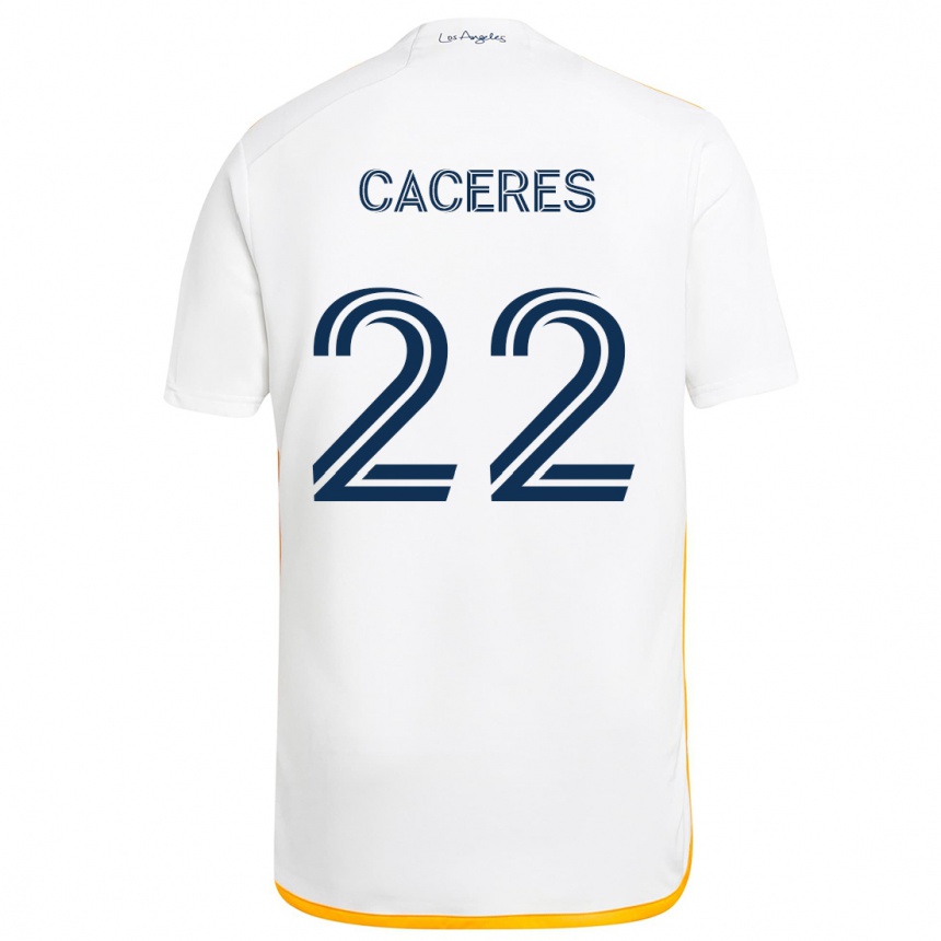 Kinder Fußball Martín Cáceres #22 Weiß Gelb Heimtrikot Trikot 2024/25 T-Shirt Luxemburg