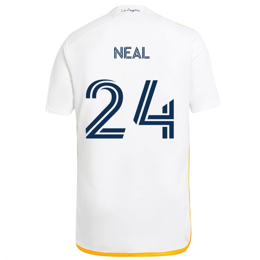 Kinder Fußball Jalen Neal #24 Weiß Gelb Heimtrikot Trikot 2024/25 T-Shirt Luxemburg