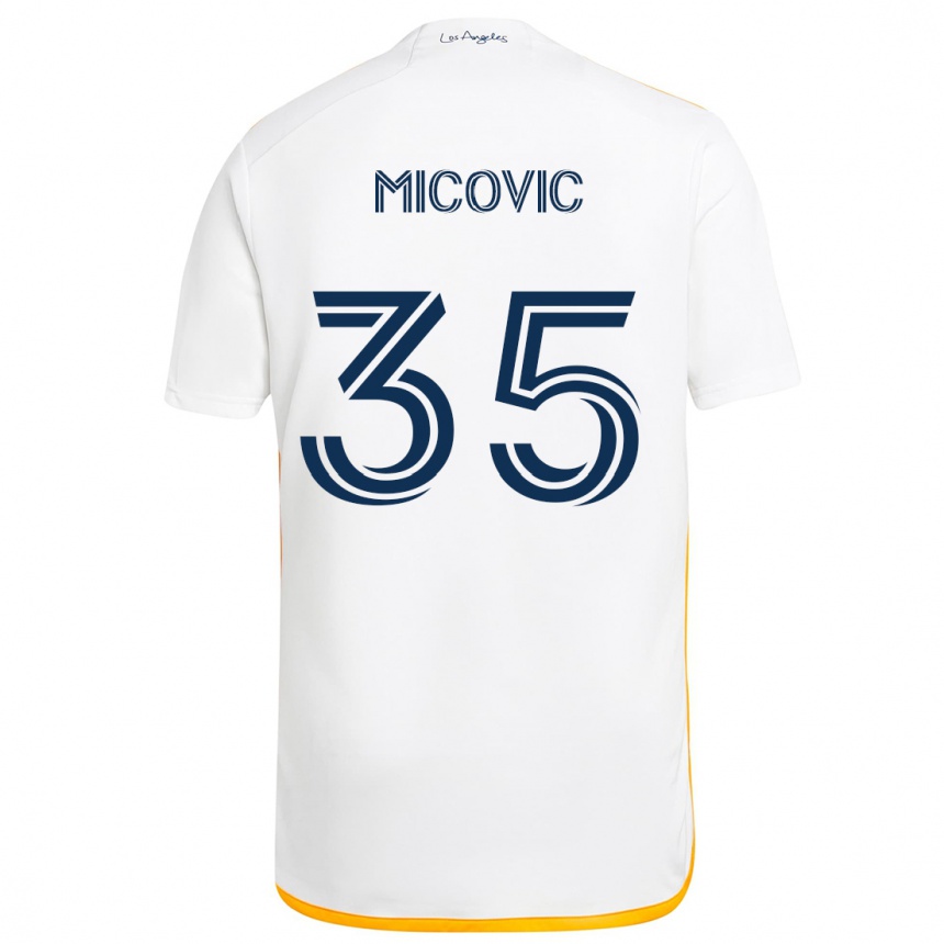 Kinder Fußball Novak Micovic #35 Weiß Gelb Heimtrikot Trikot 2024/25 T-Shirt Luxemburg