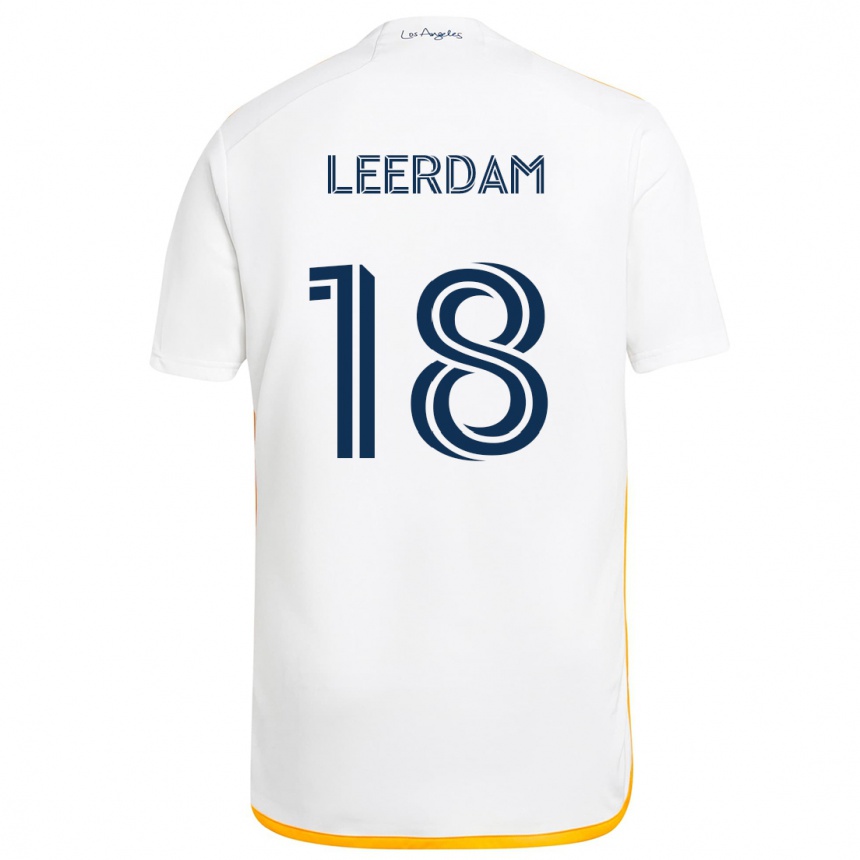 Kinder Fußball Kelvin Leerdam #18 Weiß Gelb Heimtrikot Trikot 2024/25 T-Shirt Luxemburg