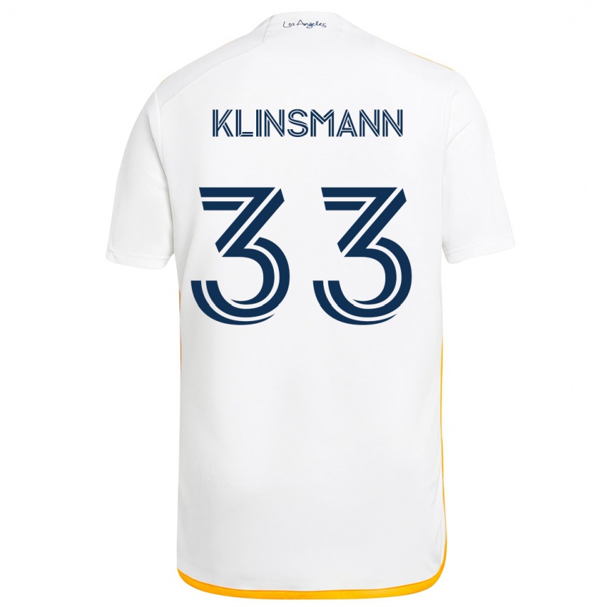 Kinder Fußball Jonathan Klinsmann #33 Weiß Gelb Heimtrikot Trikot 2024/25 T-Shirt Luxemburg