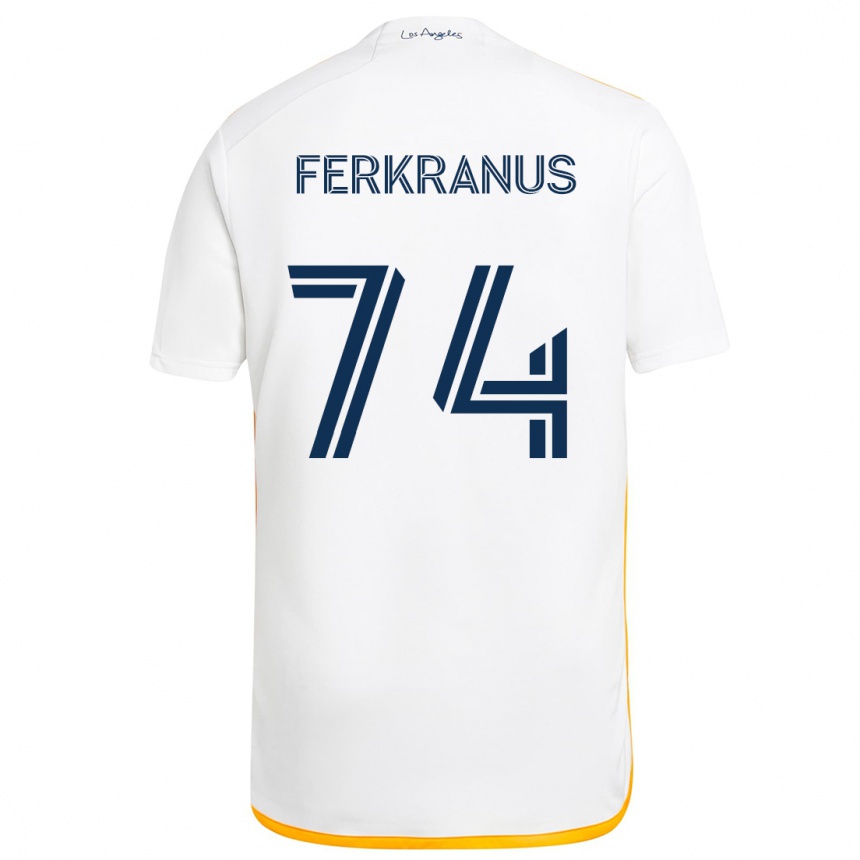 Kinder Fußball Marcus Ferkranus #74 Weiß Gelb Heimtrikot Trikot 2024/25 T-Shirt Luxemburg