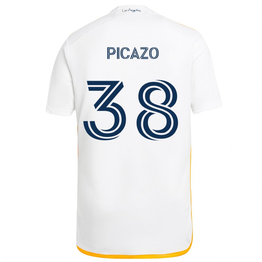 Kinder Fußball Axel Picazo #38 Weiß Gelb Heimtrikot Trikot 2024/25 T-Shirt Luxemburg