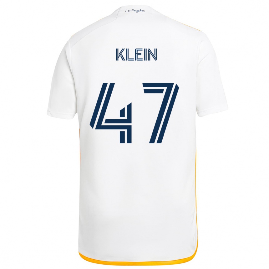 Kinder Fußball Carson Klein #47 Weiß Gelb Heimtrikot Trikot 2024/25 T-Shirt Luxemburg