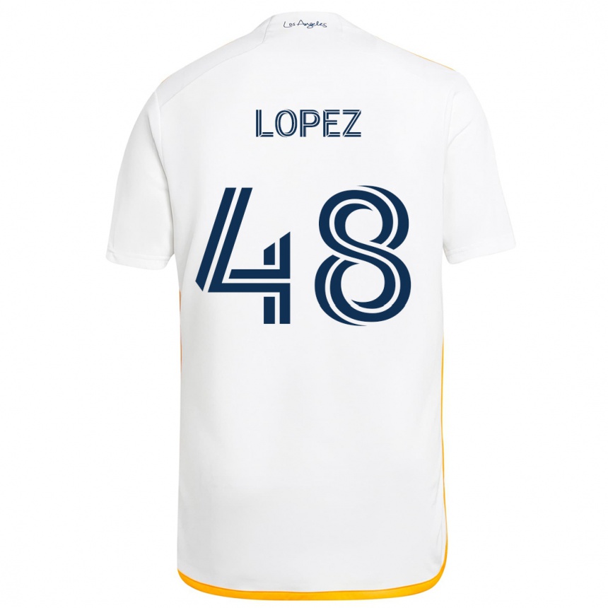 Kinder Fußball Diego López #48 Weiß Gelb Heimtrikot Trikot 2024/25 T-Shirt Luxemburg