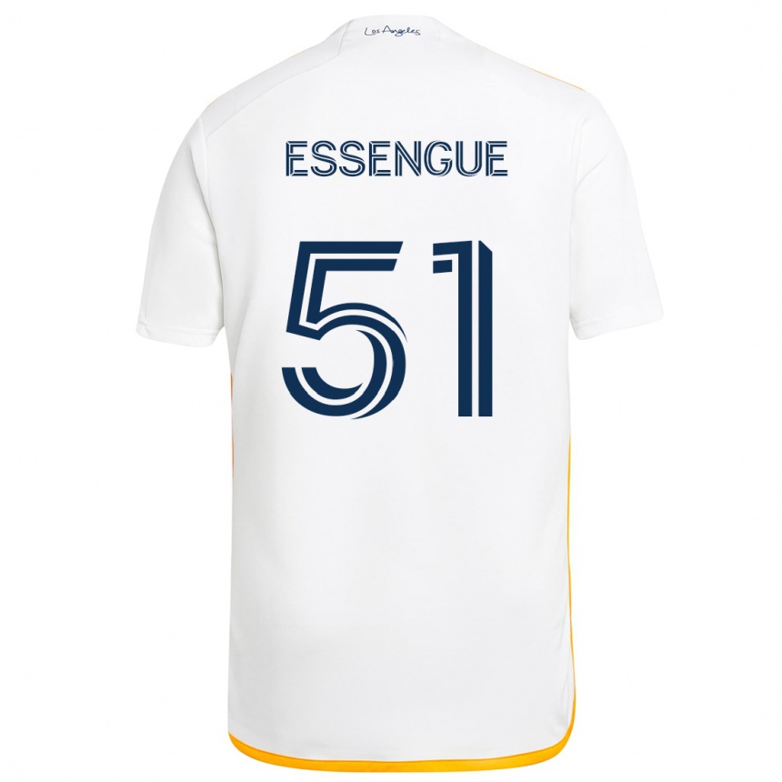 Kinder Fußball Ascel Essengue #51 Weiß Gelb Heimtrikot Trikot 2024/25 T-Shirt Luxemburg