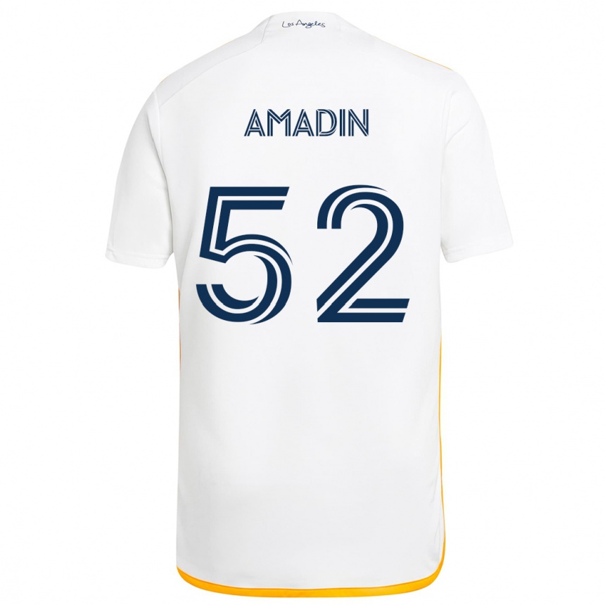 Kinder Fußball Elijah Amadin #52 Weiß Gelb Heimtrikot Trikot 2024/25 T-Shirt Luxemburg