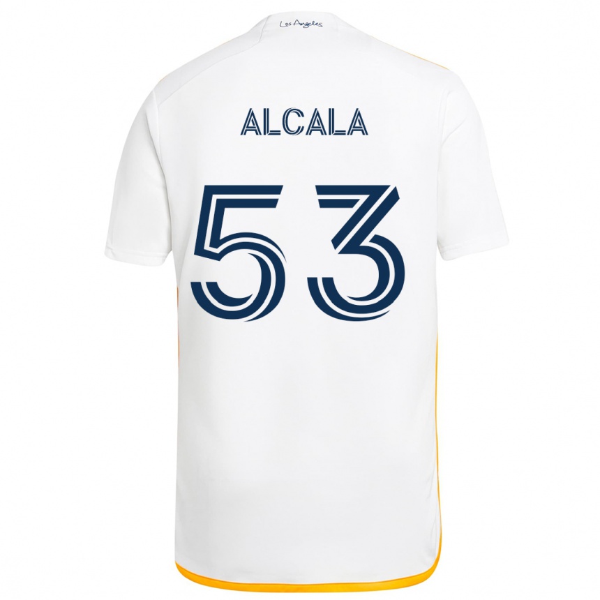 Kinder Fußball Álex Alcalá #53 Weiß Gelb Heimtrikot Trikot 2024/25 T-Shirt Luxemburg