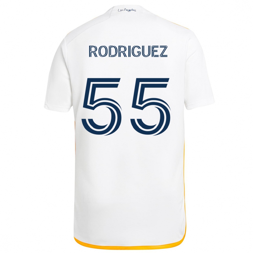 Kinder Fußball Diego Rodriguez #55 Weiß Gelb Heimtrikot Trikot 2024/25 T-Shirt Luxemburg