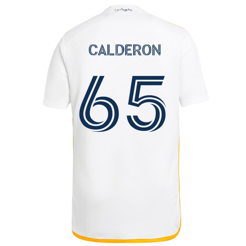 Kinder Fußball Juan Calderón #65 Weiß Gelb Heimtrikot Trikot 2024/25 T-Shirt Luxemburg