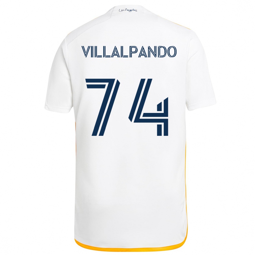 Kinder Fußball Sergio Villalpando #74 Weiß Gelb Heimtrikot Trikot 2024/25 T-Shirt Luxemburg