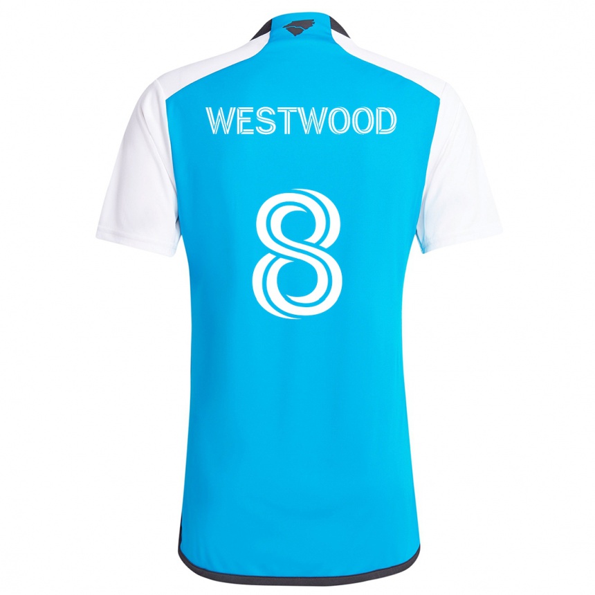 Kinder Fußball Ashley Westwood #8 Blau Weiss Heimtrikot Trikot 2024/25 T-Shirt Luxemburg