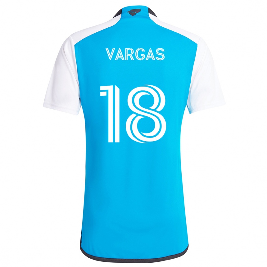 Kinder Fußball Kerwin Vargas #18 Blau Weiss Heimtrikot Trikot 2024/25 T-Shirt Luxemburg