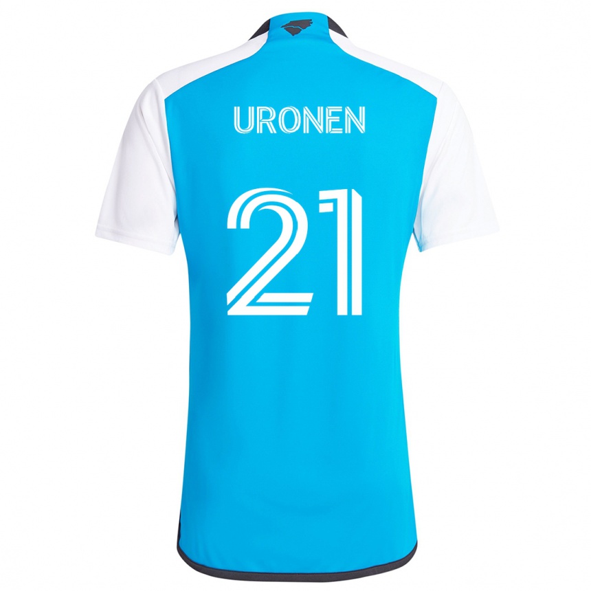 Kinder Fußball Jere Uronen #21 Blau Weiss Heimtrikot Trikot 2024/25 T-Shirt Luxemburg