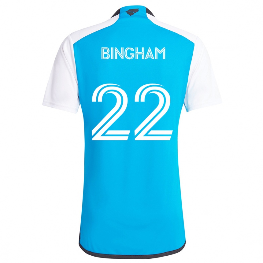 Kinder Fußball David Bingham #22 Blau Weiss Heimtrikot Trikot 2024/25 T-Shirt Luxemburg