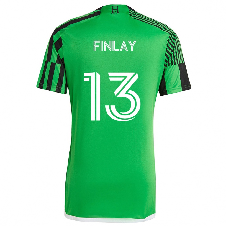 Kinder Fußball Ethan Finlay #13 Grün Schwarz Heimtrikot Trikot 2024/25 T-Shirt Luxemburg