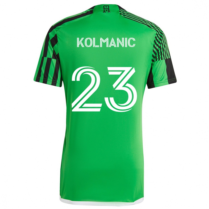 Kinder Fußball Zan Kolmanic #23 Grün Schwarz Heimtrikot Trikot 2024/25 T-Shirt Luxemburg