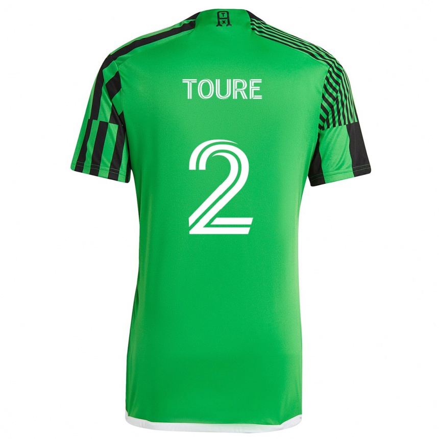 Kinder Fußball Cheick Touré #2 Grün Schwarz Heimtrikot Trikot 2024/25 T-Shirt Luxemburg