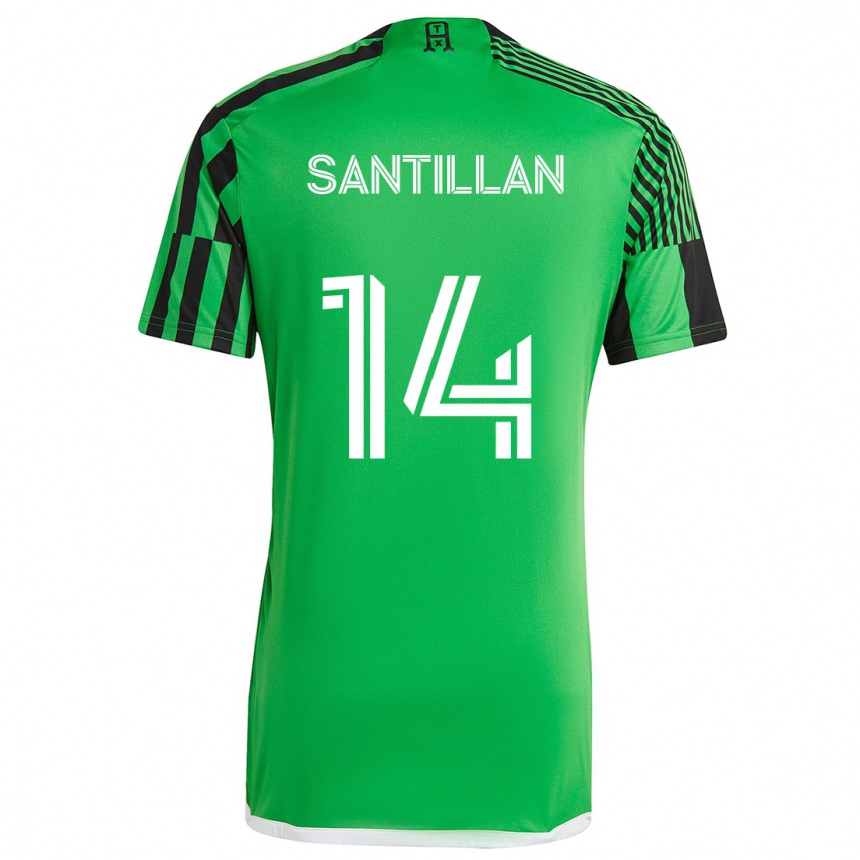 Kinder Fußball Jonathan Santillan #14 Grün Schwarz Heimtrikot Trikot 2024/25 T-Shirt Luxemburg