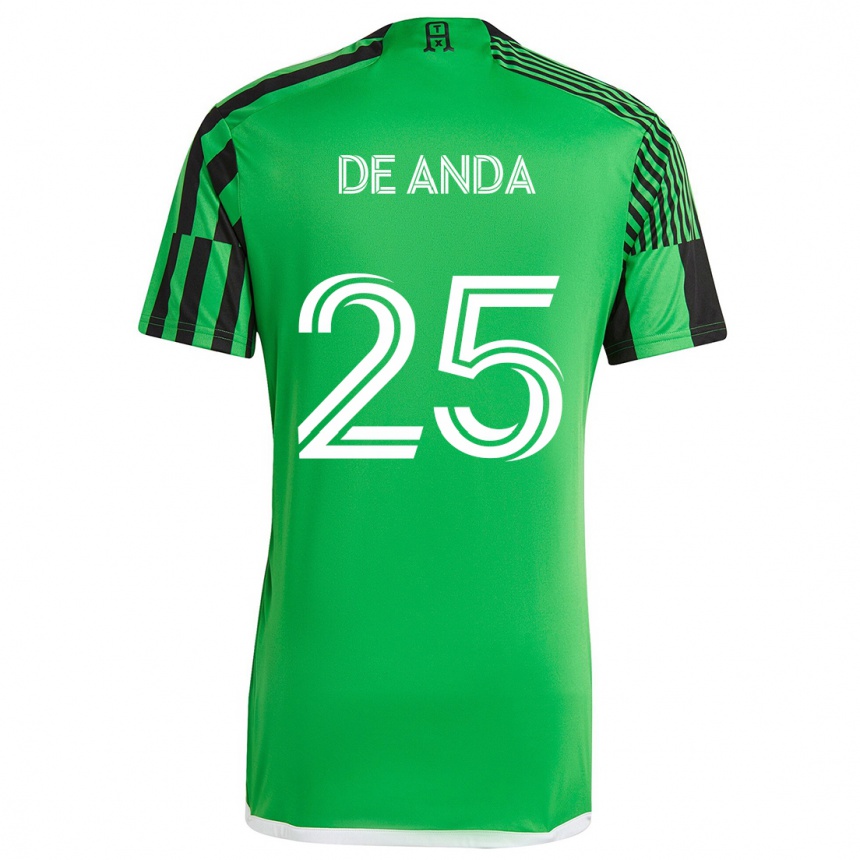 Kinder Fußball Anthony De Anda #25 Grün Schwarz Heimtrikot Trikot 2024/25 T-Shirt Luxemburg