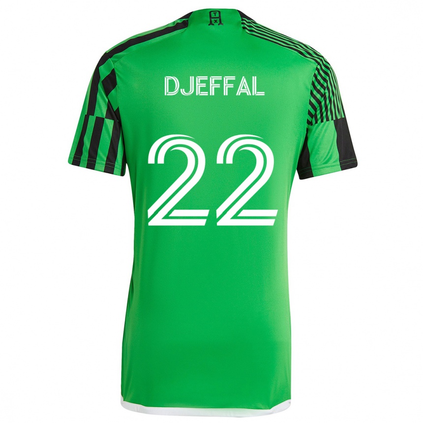 Kinder Fußball Sofiane Djeffal #22 Grün Schwarz Heimtrikot Trikot 2024/25 T-Shirt Luxemburg