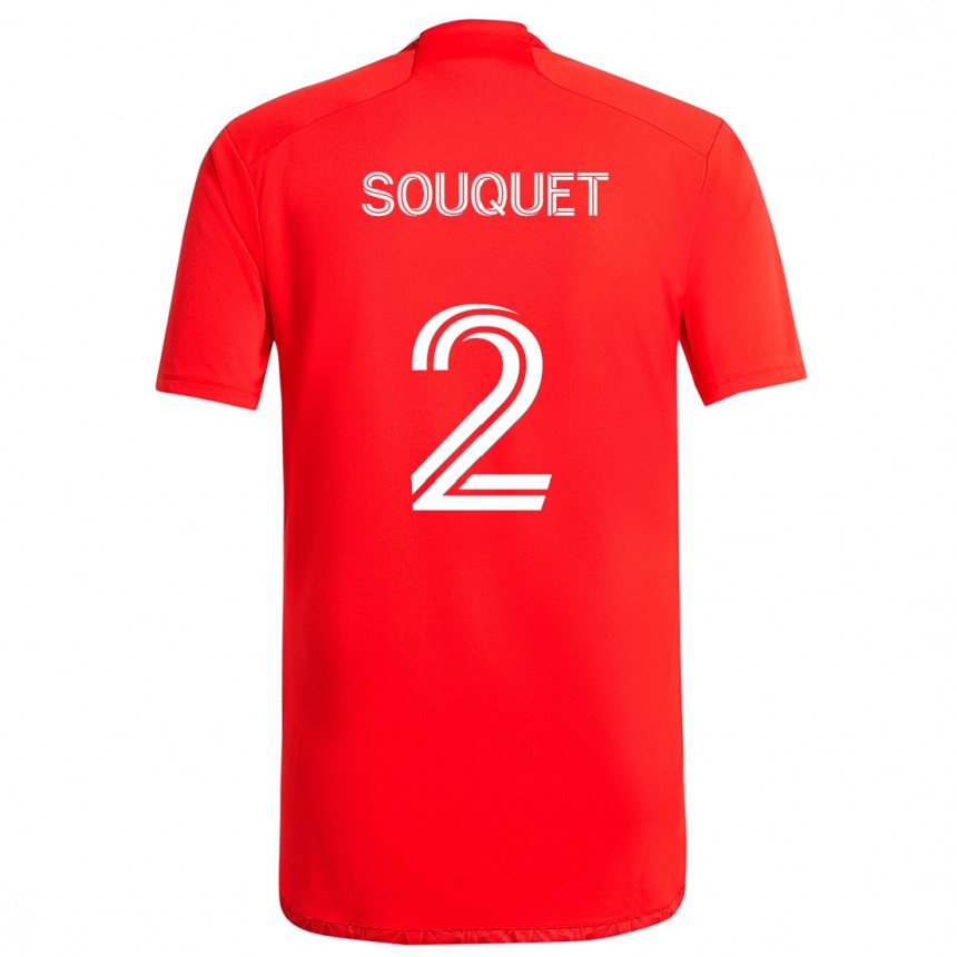 Kinder Fußball Arnaud Souquet #2 Rot-Weiss Heimtrikot Trikot 2024/25 T-Shirt Luxemburg