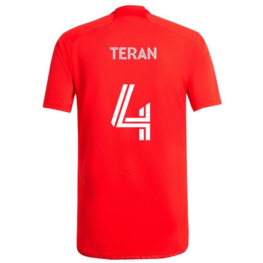 Kinder Fußball Carlos Terán #4 Rot-Weiss Heimtrikot Trikot 2024/25 T-Shirt Luxemburg