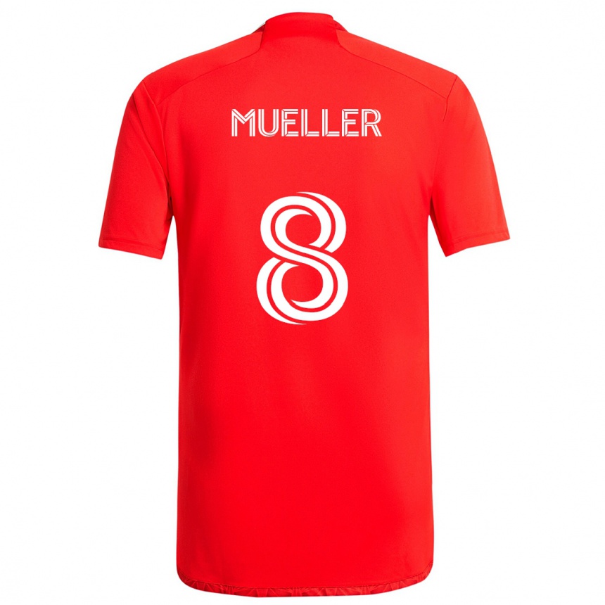 Kinder Fußball Chris Mueller #8 Rot-Weiss Heimtrikot Trikot 2024/25 T-Shirt Luxemburg