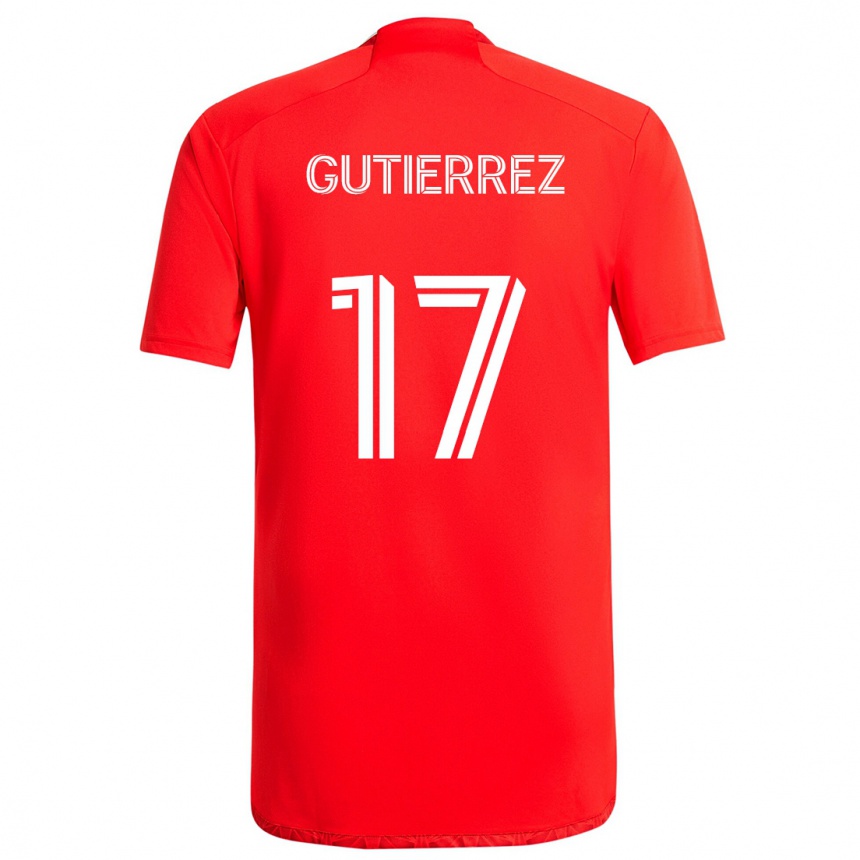 Kinder Fußball Brian Gutiérrez #17 Rot-Weiss Heimtrikot Trikot 2024/25 T-Shirt Luxemburg