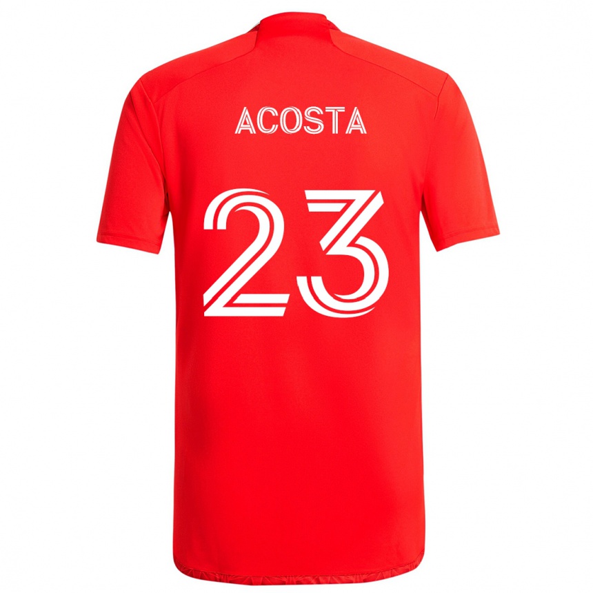 Kinder Fußball Kellyn Acosta #23 Rot-Weiss Heimtrikot Trikot 2024/25 T-Shirt Luxemburg