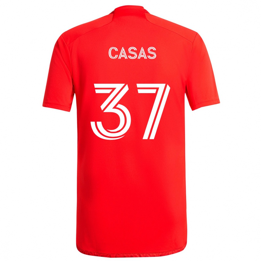 Kinder Fußball Javier Casas #37 Rot-Weiss Heimtrikot Trikot 2024/25 T-Shirt Luxemburg