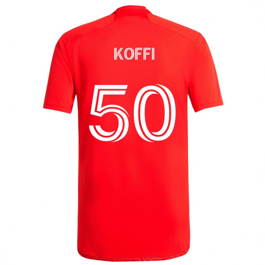 Kinder Fußball Christian Koffi #50 Rot-Weiss Heimtrikot Trikot 2024/25 T-Shirt Luxemburg