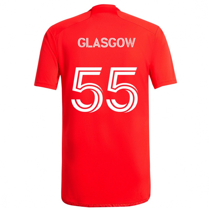 Kinder Fußball Omari Glasgow #55 Rot-Weiss Heimtrikot Trikot 2024/25 T-Shirt Luxemburg