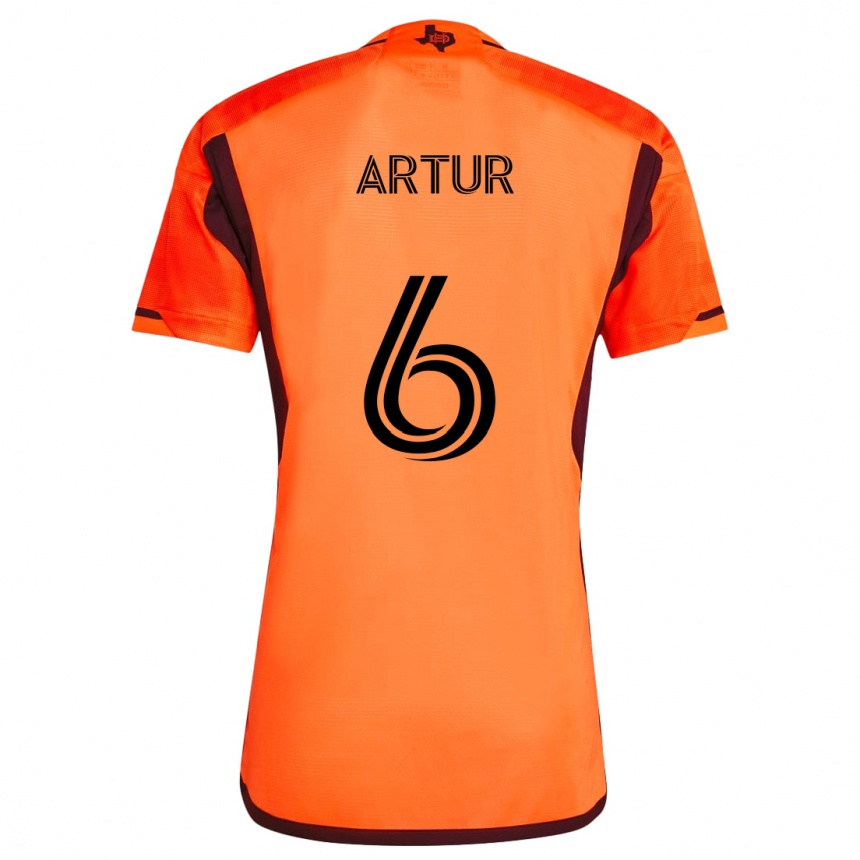 Kinder Fußball Artur #6 Orange Schwarz Heimtrikot Trikot 2024/25 T-Shirt Luxemburg