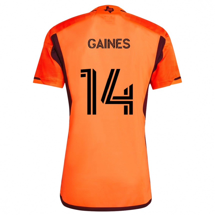 Kinder Fußball Mckinze Gaines #14 Orange Schwarz Heimtrikot Trikot 2024/25 T-Shirt Luxemburg